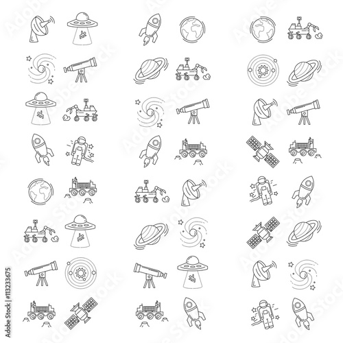 Vector set of space and astronomy icons