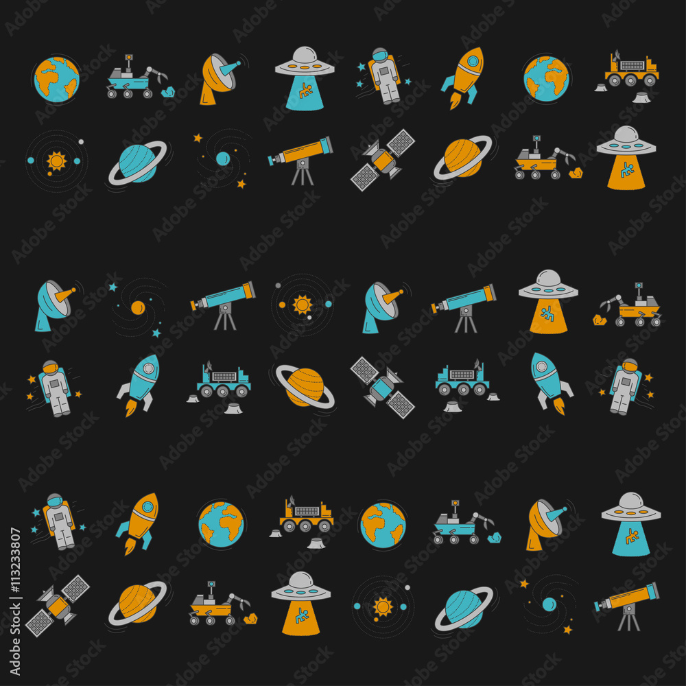 Vector set of space and astronomy icons Vector set of space and astronomy icons