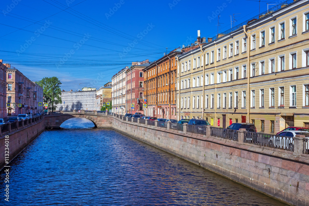 Bridge on the channel of Griboedov in St Petersburg, Russia