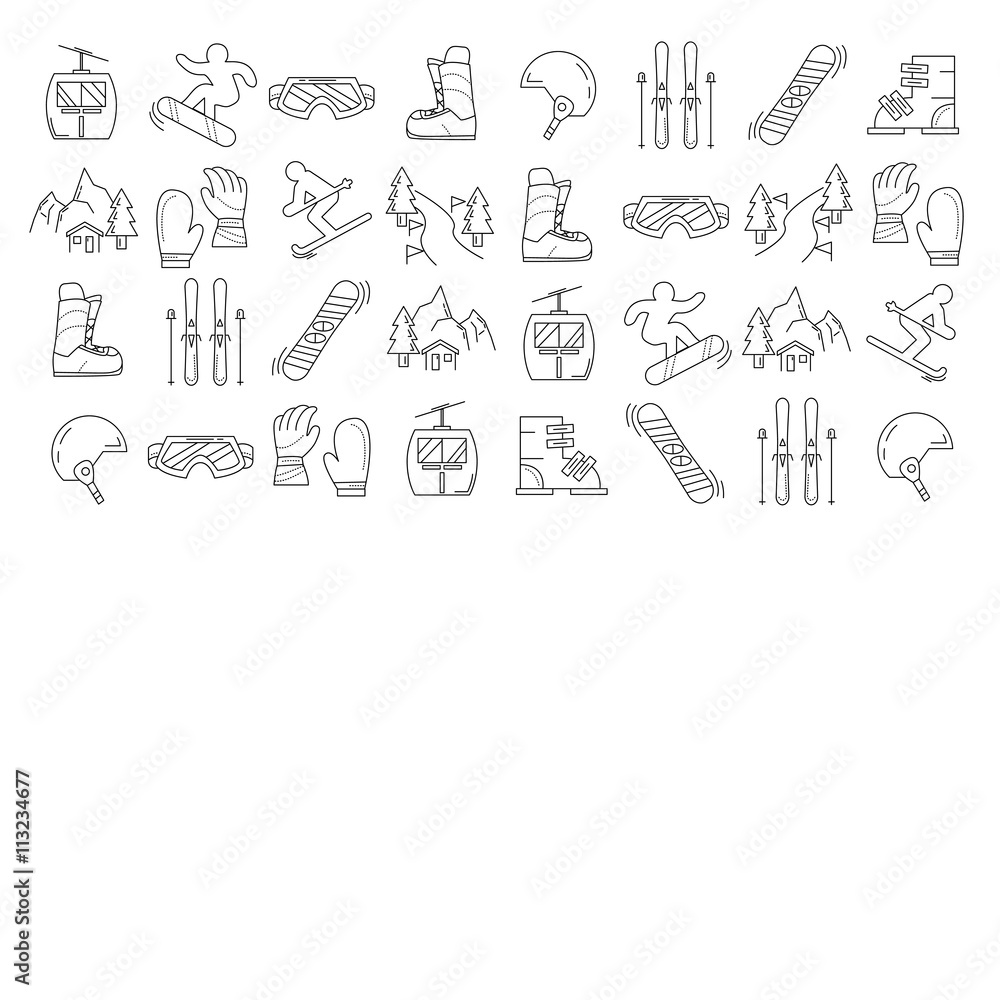 Vector set of snowboard and ski icons Vector set of snowboard and ski icons