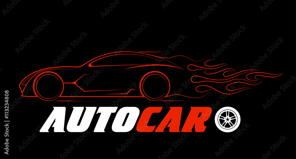 dynamic silhouette of the car, logo automotive topics