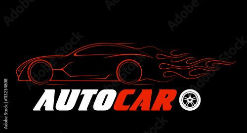 dynamic silhouette of the car, logo automotive topics