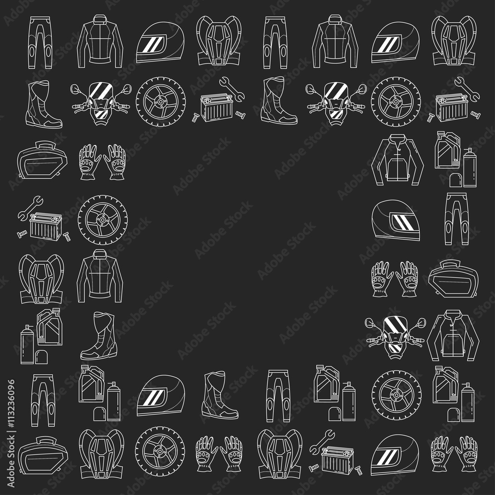 Vector set of linear motorcycle icons Vector set of linear motorcycle icons