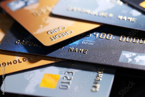 Credit cards, close up photo