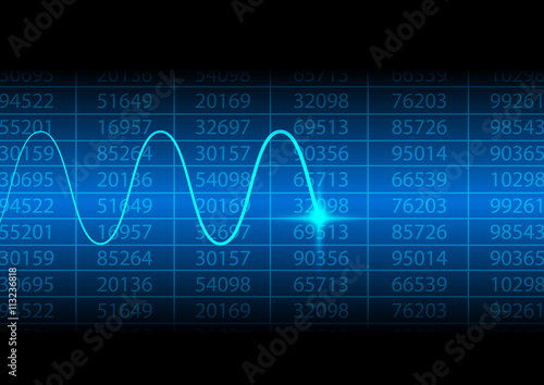 Abstract digital number with electronic wave