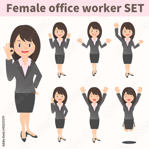 女性会社員　アジア人セット