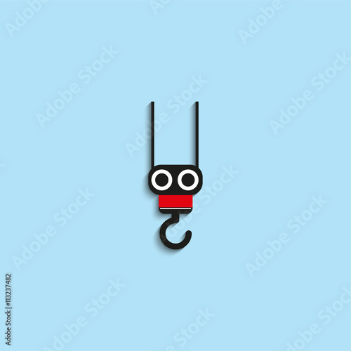 Hook crane tower. Vector icon.