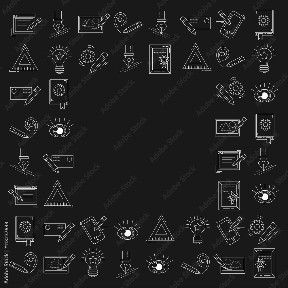Fototapeta premium Vector icons set Creative process