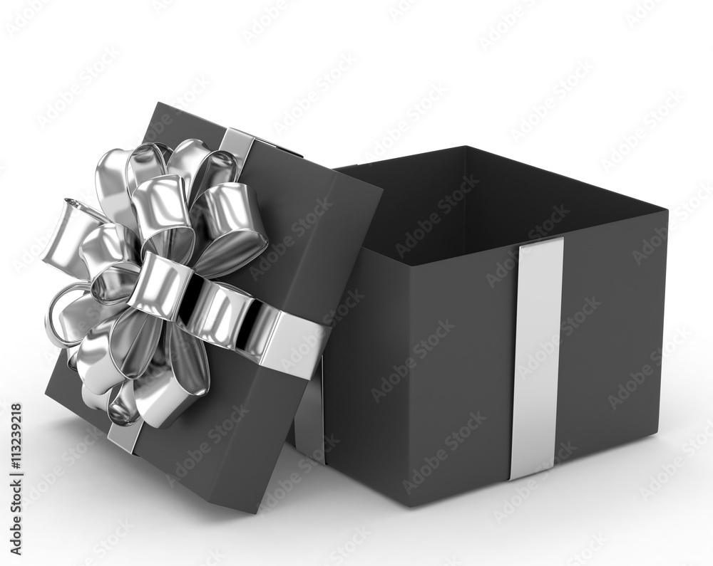 open gift box with bows isolated on white. 3d rendering. open gift box with bows isolated on white. 3d rendering.