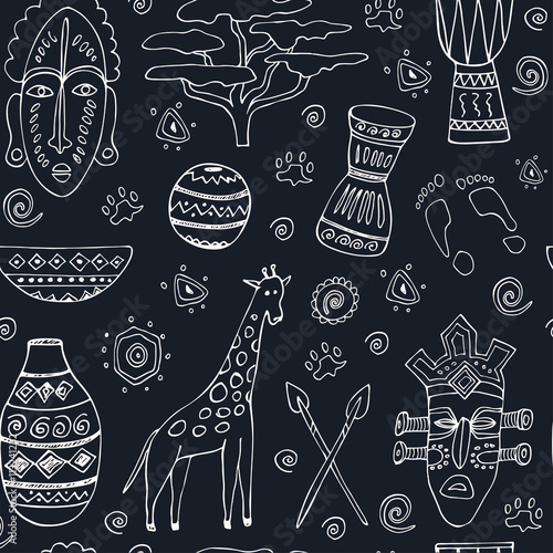 Africa sketch seamless pattern