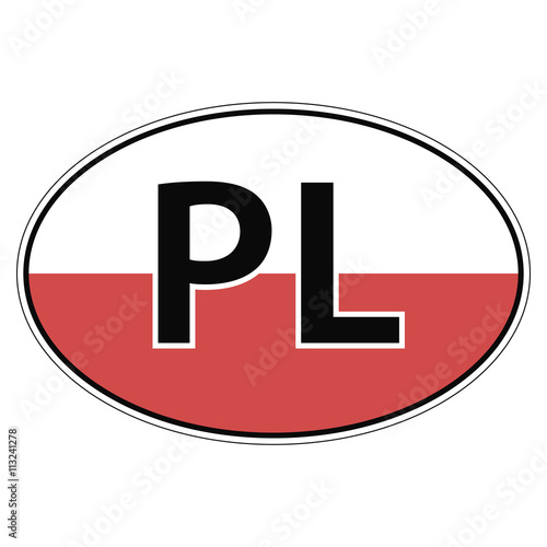 Sticker on car, flag of Poland