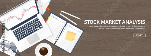 Vector illustration. Flat background. Market trade. Trading platform ,account. Moneymaking,business. Analysis. Investing.