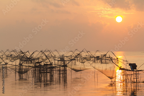 Fishing nets in the lake