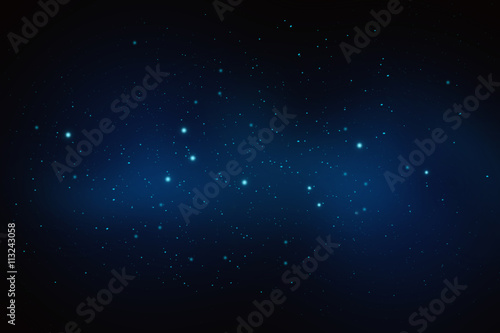 abstract background with stars and Milky Way in blue color tone