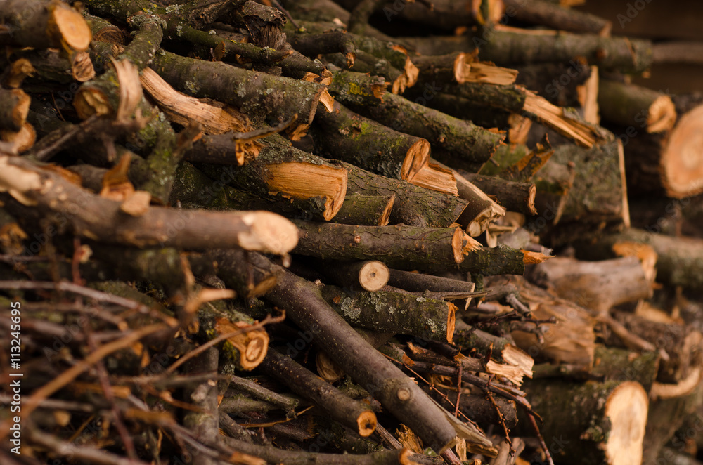 Pile of firewood. Preparation for the winter. Background Pile of firewood. Preparation for the winter. Background