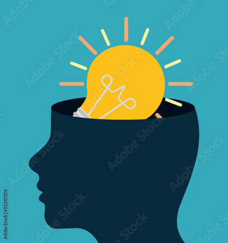 Think design. Head icon. Flat illustration