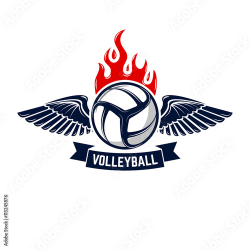 Volleyball tournament emblem template. Design elements for logo,