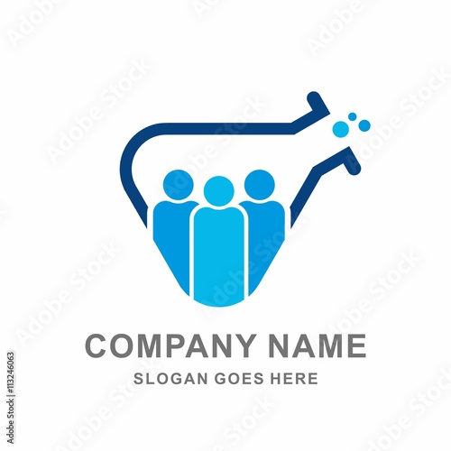 Science Lab Liquid People Medical Pharmacy Vector Logo Template