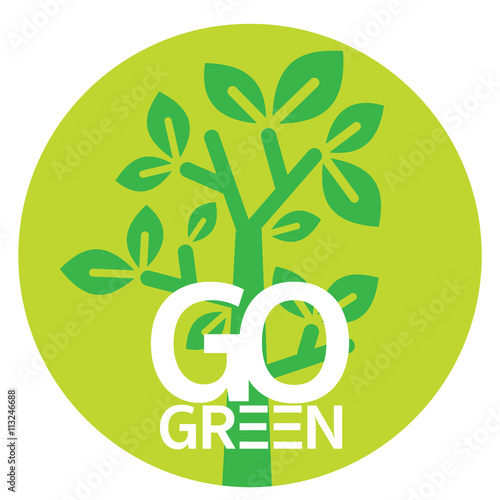 Go green concept. Go green logotype. Vector illustration. Green tree. 