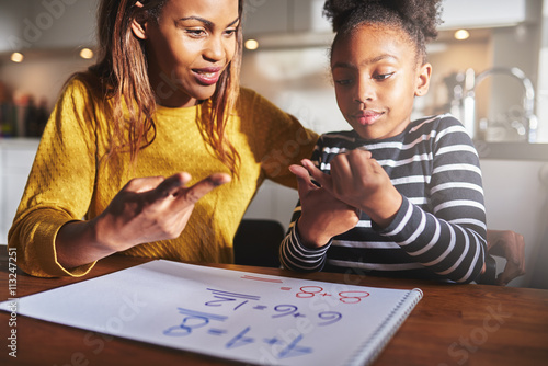 Excited child learning to calculate
