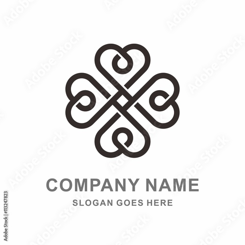 Geometric Flower Ornament Line Decoration Vector Logo Template