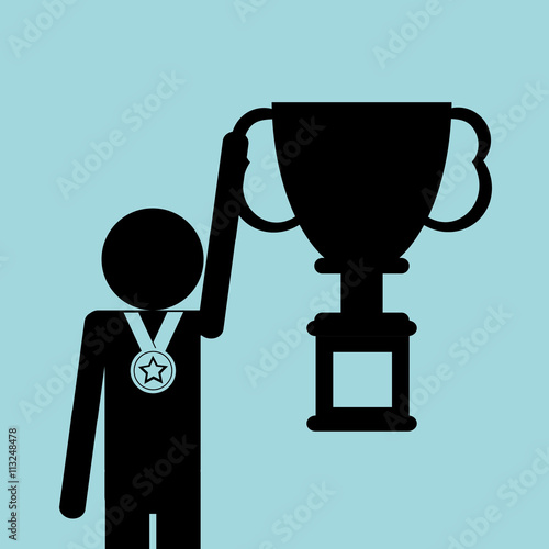 Success design. Winner icon. Flat illustration, vector graphic