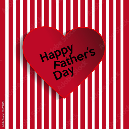 Father´s day Illustration, red heart over white and red stripes photo