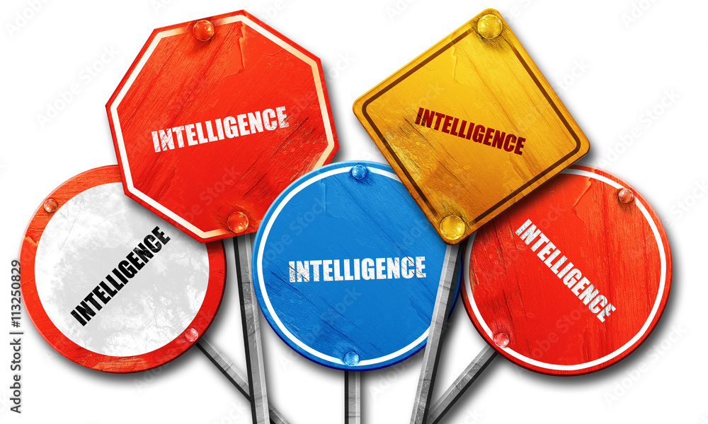 intelligence, 3D rendering, rough street sign collection intelligence, 3D rendering, rough street sign collection