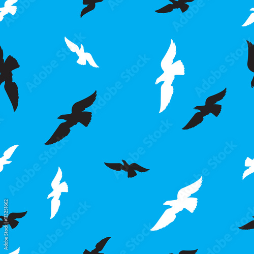 Seamless background with birds of prey  