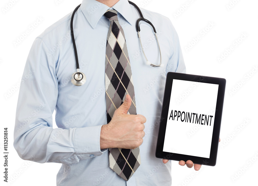 Doctor holding tablet - Appointment Doctor holding tablet - Appointment