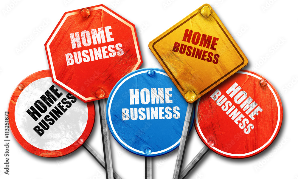 home business, 3D rendering, rough street sign collection home business, 3D rendering, rough street sign collection
