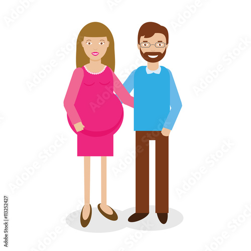 Happy man and pregnancy woman vector illustration photo