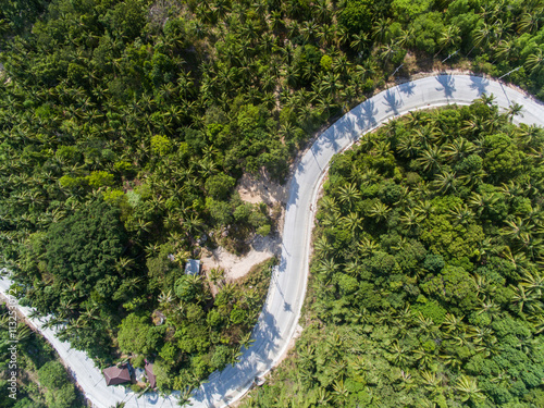 Fototapeta Naklejka Na Ścianę i Meble -  Aerial jungle view of Koh Phangan, Thailand
