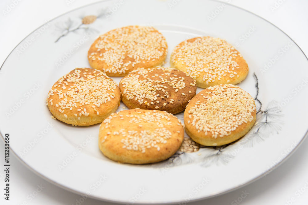Oval cookies on a white plate Oval cookies on a white plate