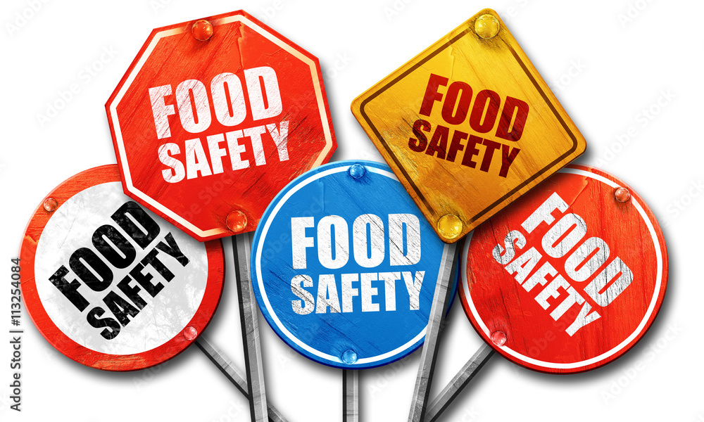 food safety, 3D rendering, rough street sign collection