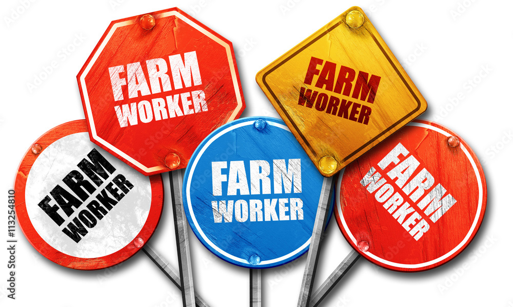 farm worker, 3D rendering, rough street sign collection farm worker, 3D rendering, rough street sign collection