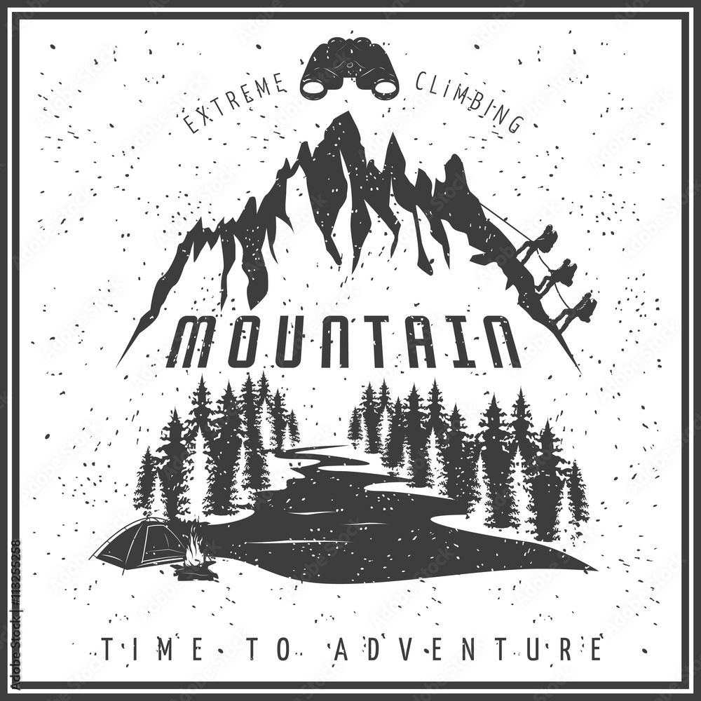 Obraz premium Extreme Climbing Black White Poster
