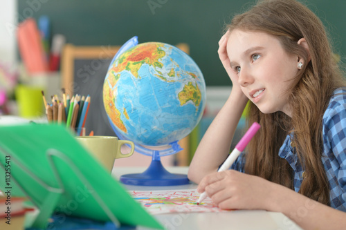 student girl at class