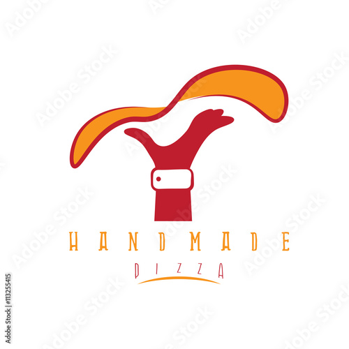 handmade pizza with hand of chef vector illustration
