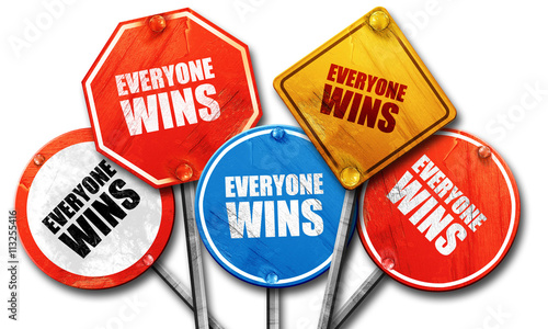 Foto everyone wins, 3D rendering, rough street sign collection