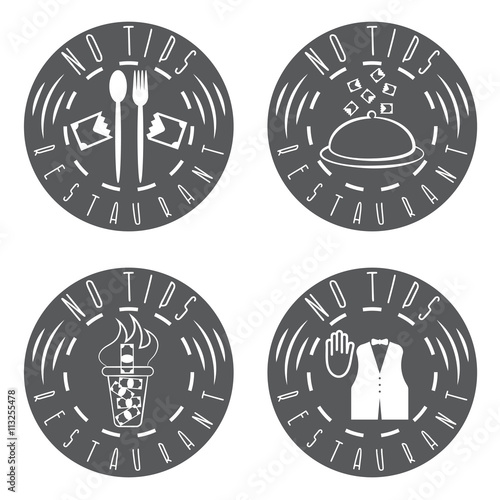 no tips restaurant vintage vector labels set