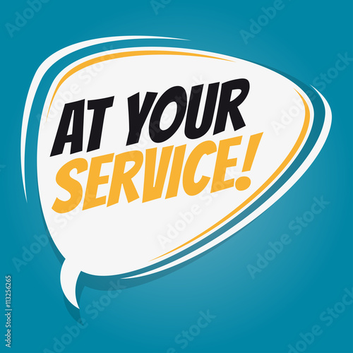 at your service retro speech bubble