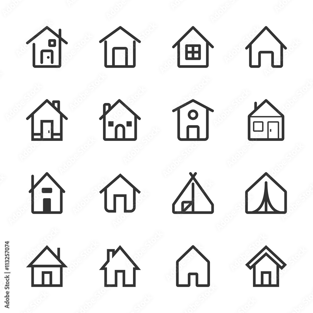 Outline Vector House Icon Set Outline Vector House Icon Set