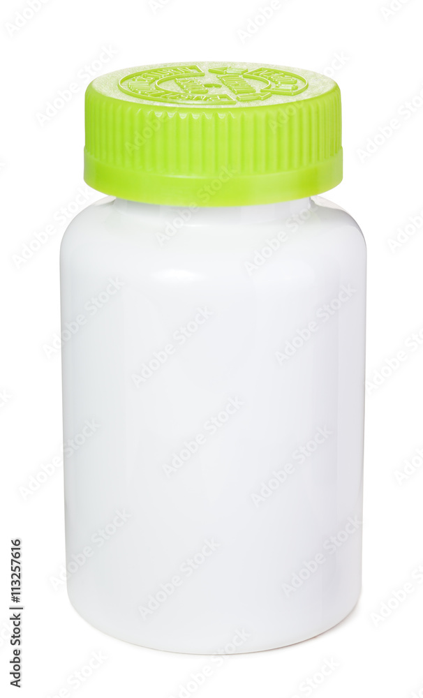 Child proof pill bottle with green safety caps Child proof pill bottle with green safety caps