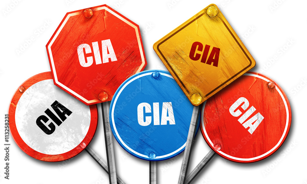 cia, 3D rendering, rough street sign collection - obrazy, fototapety, plakaty 