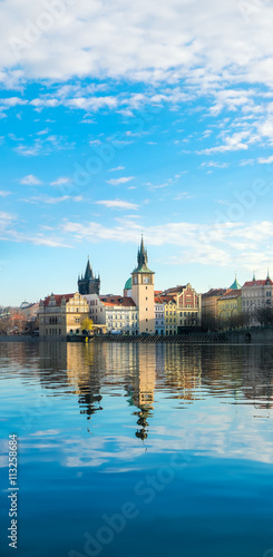Historical buildings in Prague from across the river