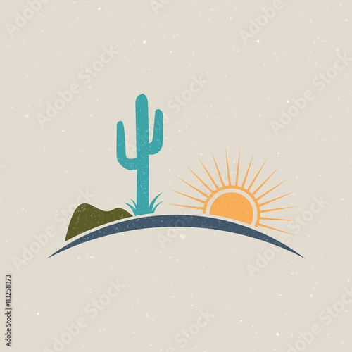 Desert illustration logo vintage style. Vectoir graphic design