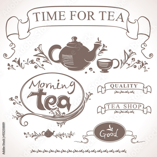 Vector templates for a tea shop.