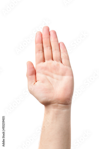 Man hand sign isolated on white background. Men's hand. © akvafoto2012