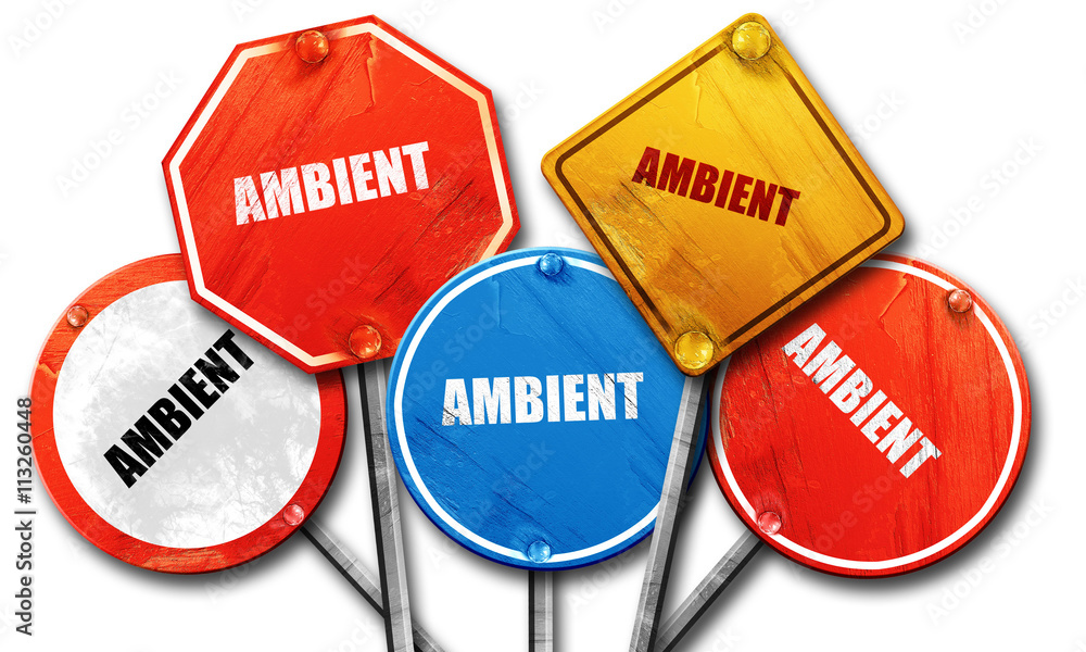 ambient music, 3D rendering, rough street sign collection ambient music, 3D rendering, rough street sign collection
